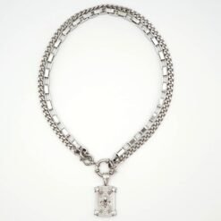 Collier Fleur de Lys court INAA en acier inoxydable argenté