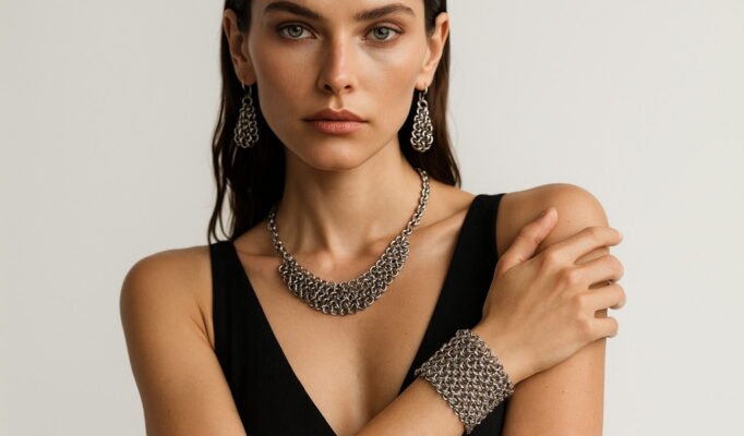 Femme portant des bijoux élégants.